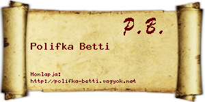 Polifka Betti névjegykártya